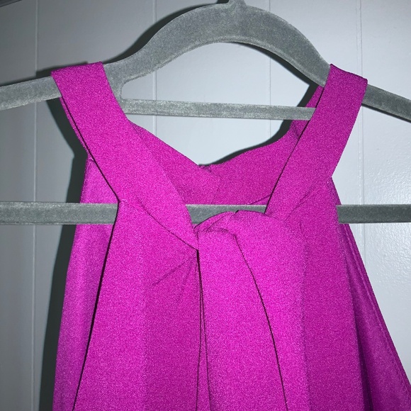 Julia Jordan fucshia twist neck crepe halter jumpsuit Sz 16 wide leg back zip - Picture 5 of 11
